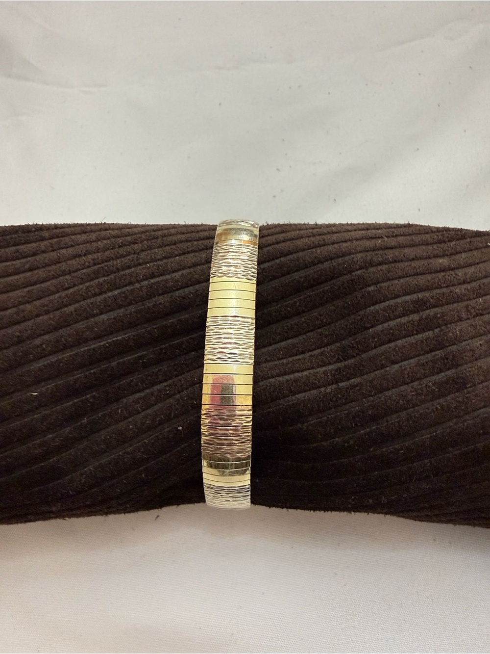 Two-Tone Gold and Silver Textured Bangle Bracelet for Women